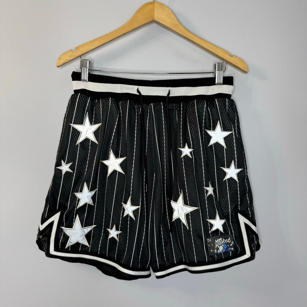 MARKET Mens Big Diesel Basketball Shorts Pinstripe Stitched Stars Shaq Sz L